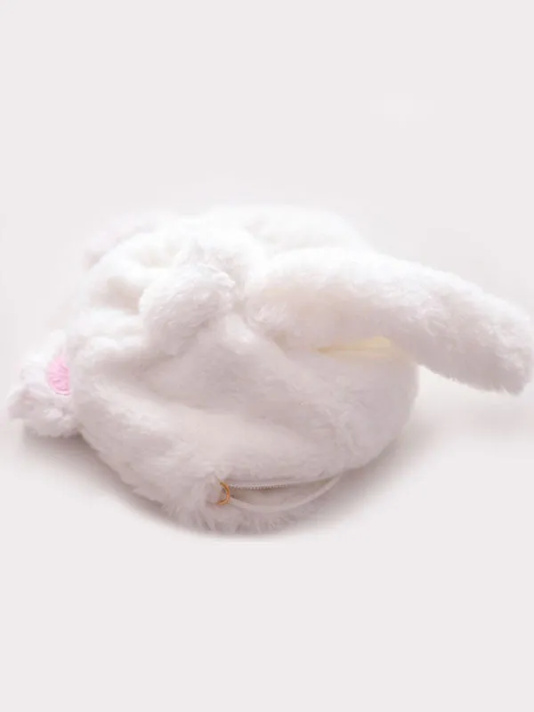 Sweet Lolita Handbag Pearl Beading Cat Paw Faux Fur White Lolita Bag