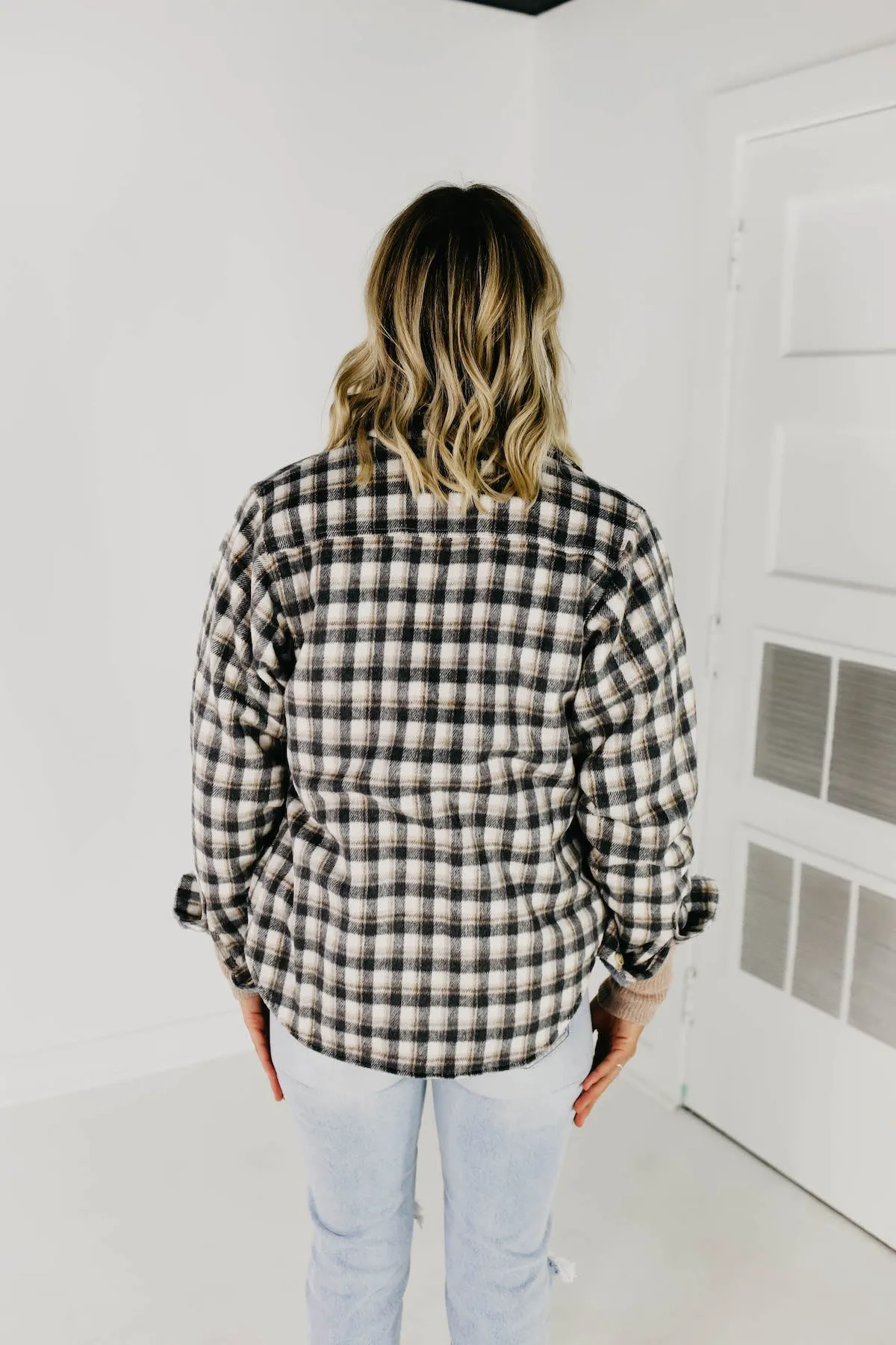 The Selena Faux Fur Lined Shacket - Charcoal
