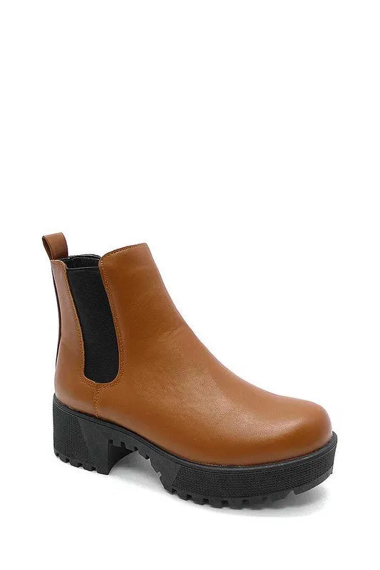 Thick Sole Smooth Ankle Bootie