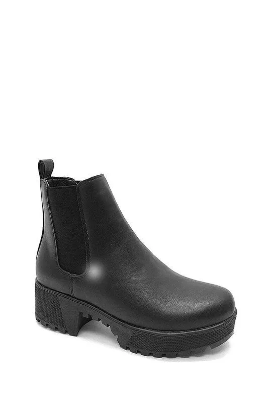 Thick Sole Smooth Ankle Bootie