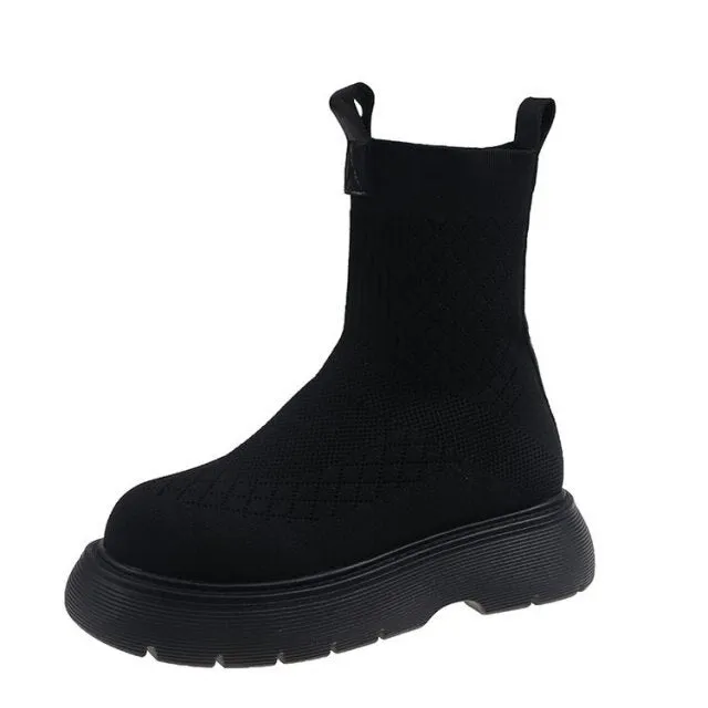 Thick Soled Middle Cylinder Motorcycle Boots