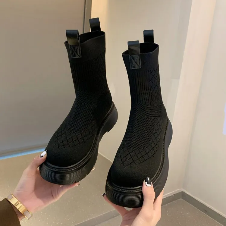 Thick Soled Middle Cylinder Motorcycle Boots