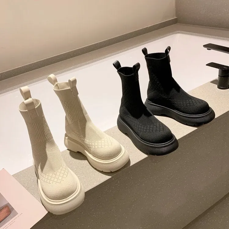 Thick Soled Middle Cylinder Motorcycle Boots