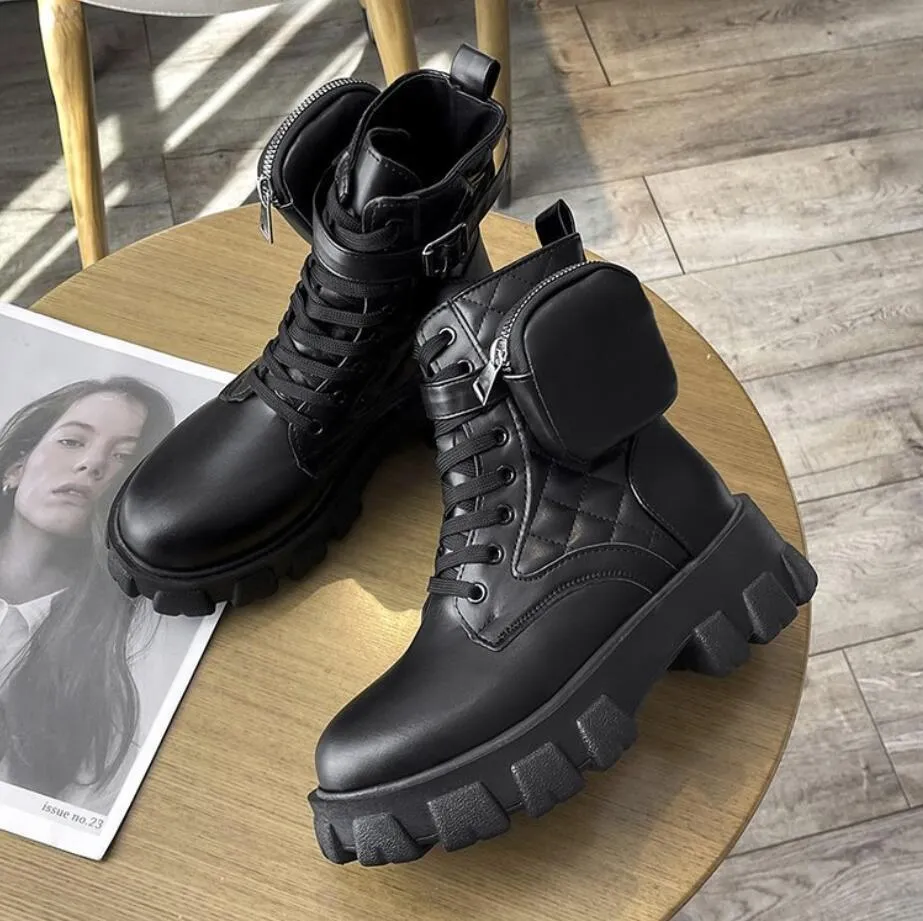 Thick-soled wallet women's boots winter new patent leather women's boots lace up motorcycle boots