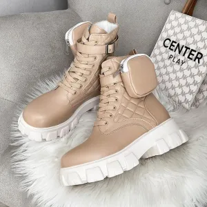 Thick-soled wallet women's boots winter new patent leather women's boots lace up motorcycle boots