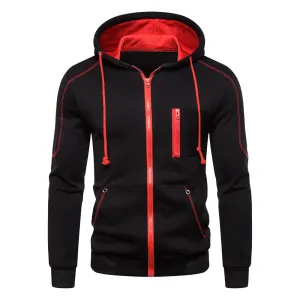 THICKEN MULTI-POCKETS ZIPPER HOODED JACKET