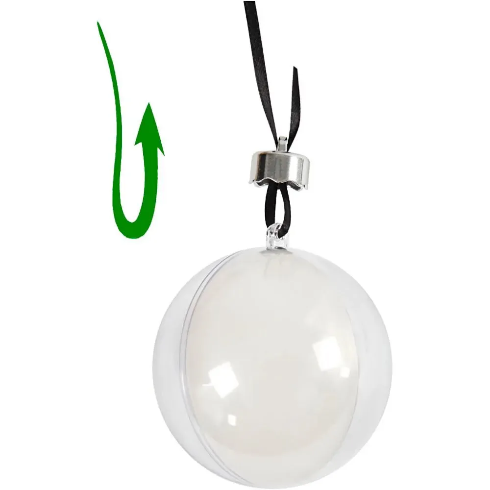 Transparent Plastic Baubles Assorted Diameter Christmas Hanging Decoration Craft
