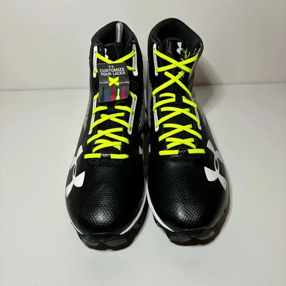 Under Armour Mens UA Hammer MC Football Cleats Mid RM (1289761-011) Black 12 NEW