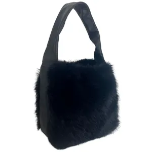 Unisa Zkeila Black Leather Faux Fur Bag