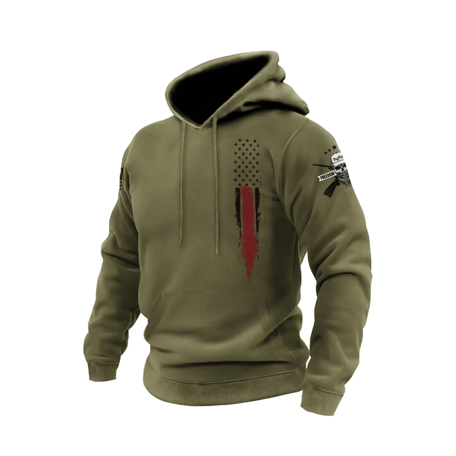 USA FLAG COTTON GRAPHIC POCKET HOODIE