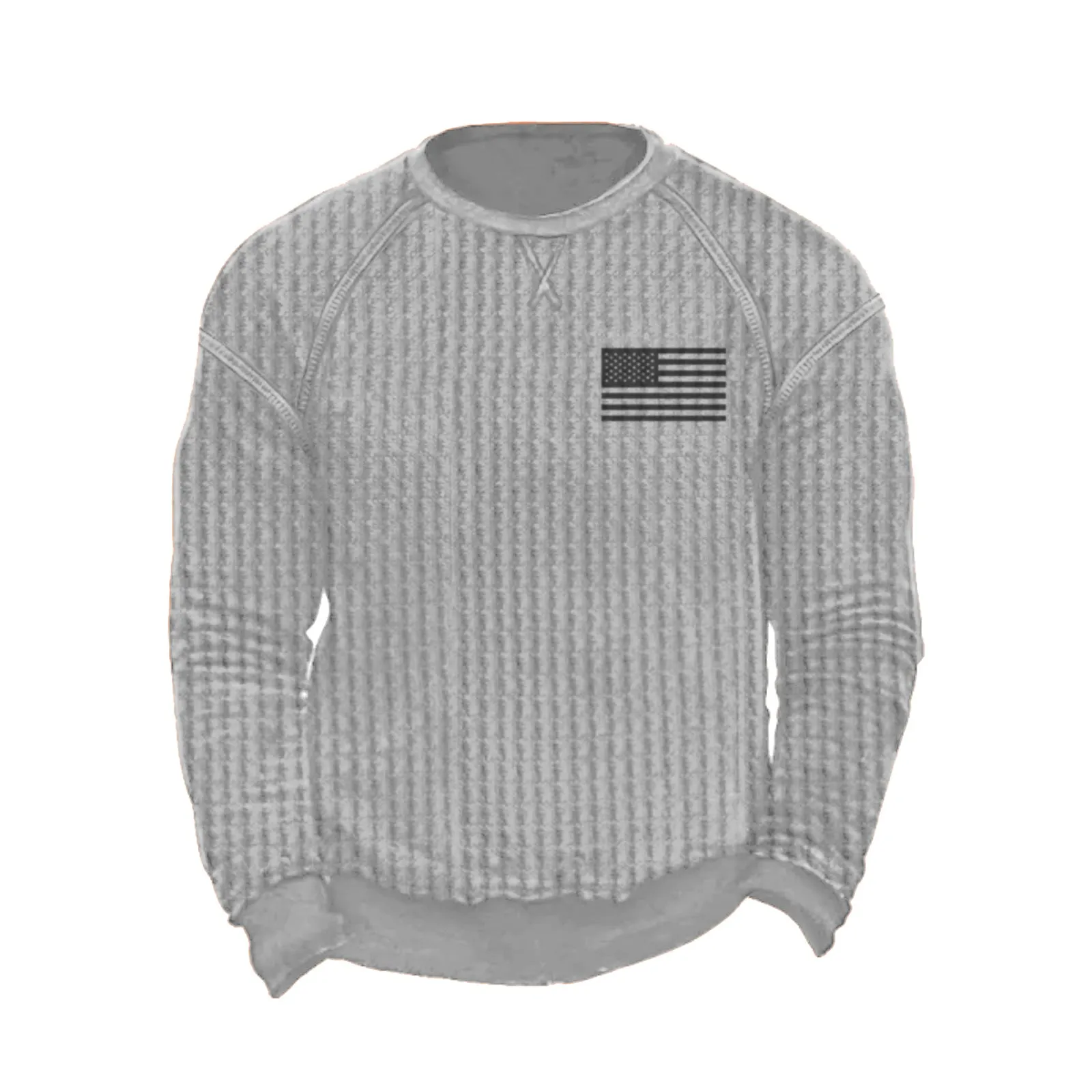 USA FLAG GRAPHIC WAFFLE CREWNECK SWEATSHIRT