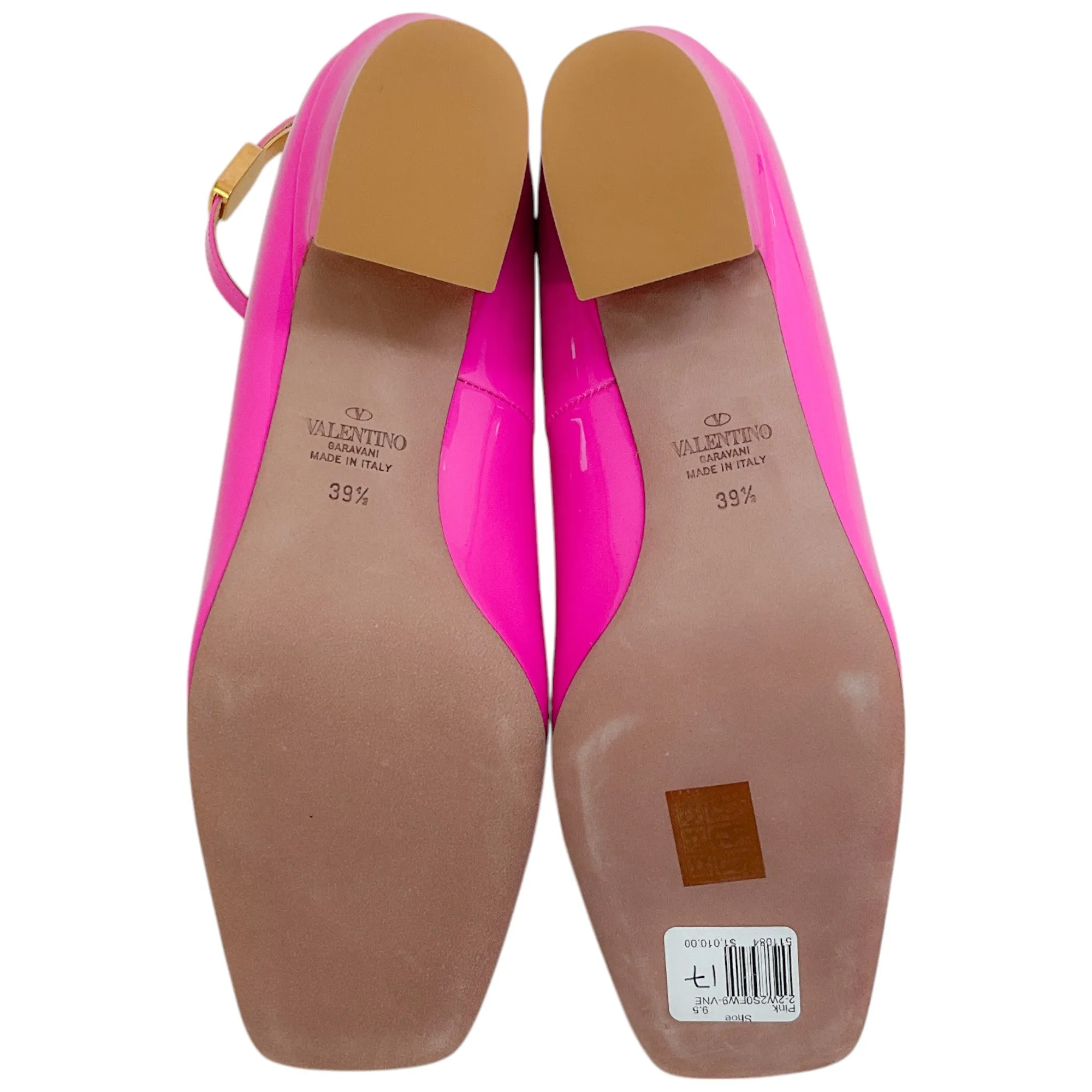 Valentino Pink Patent Leather Tan-Go Pumps with Ankle Strap