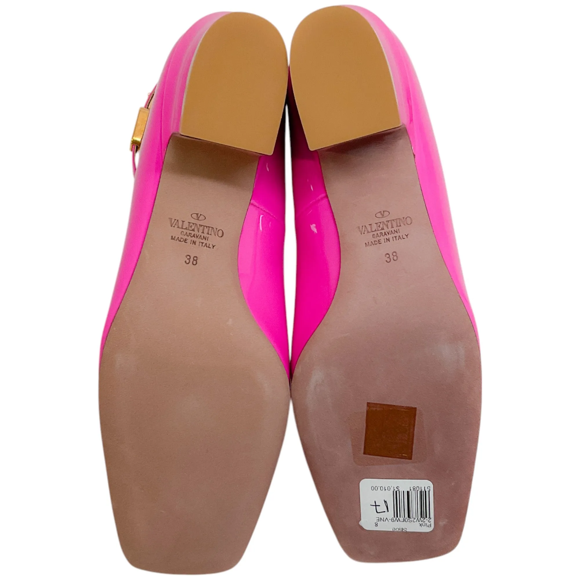 Valentino Pink Patent Leather Tan-Go Pumps with Ankle Strap