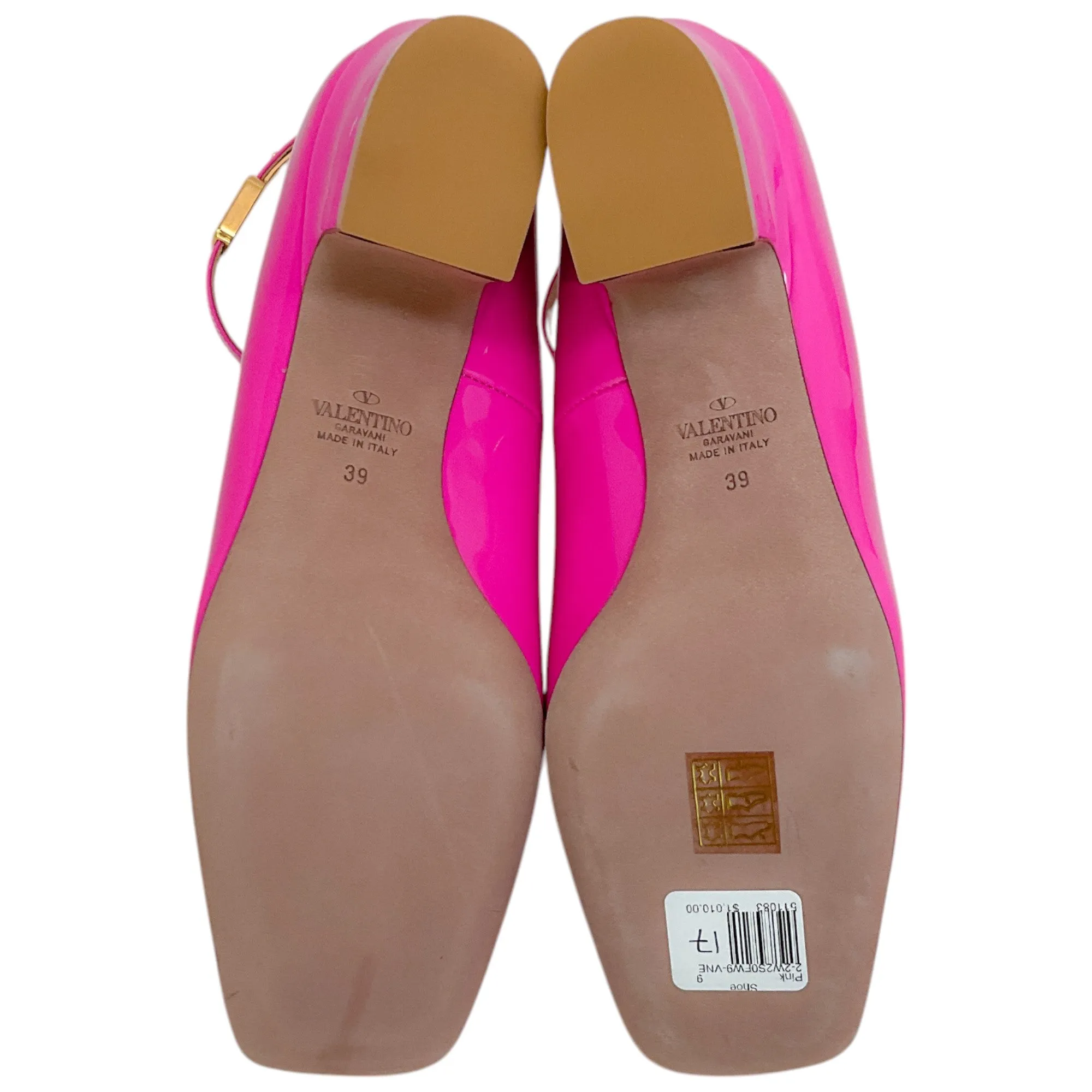 Valentino Pink Patent Leather Tan-Go Pumps with Ankle Strap