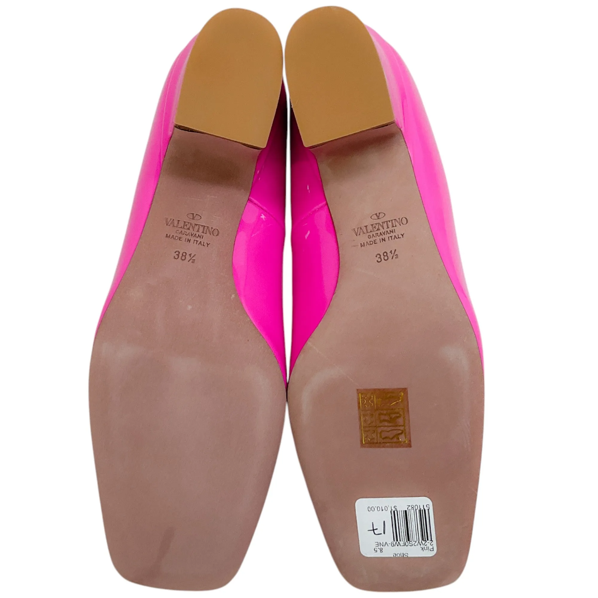 Valentino Pink Patent Leather Tan-Go Pumps with Ankle Strap