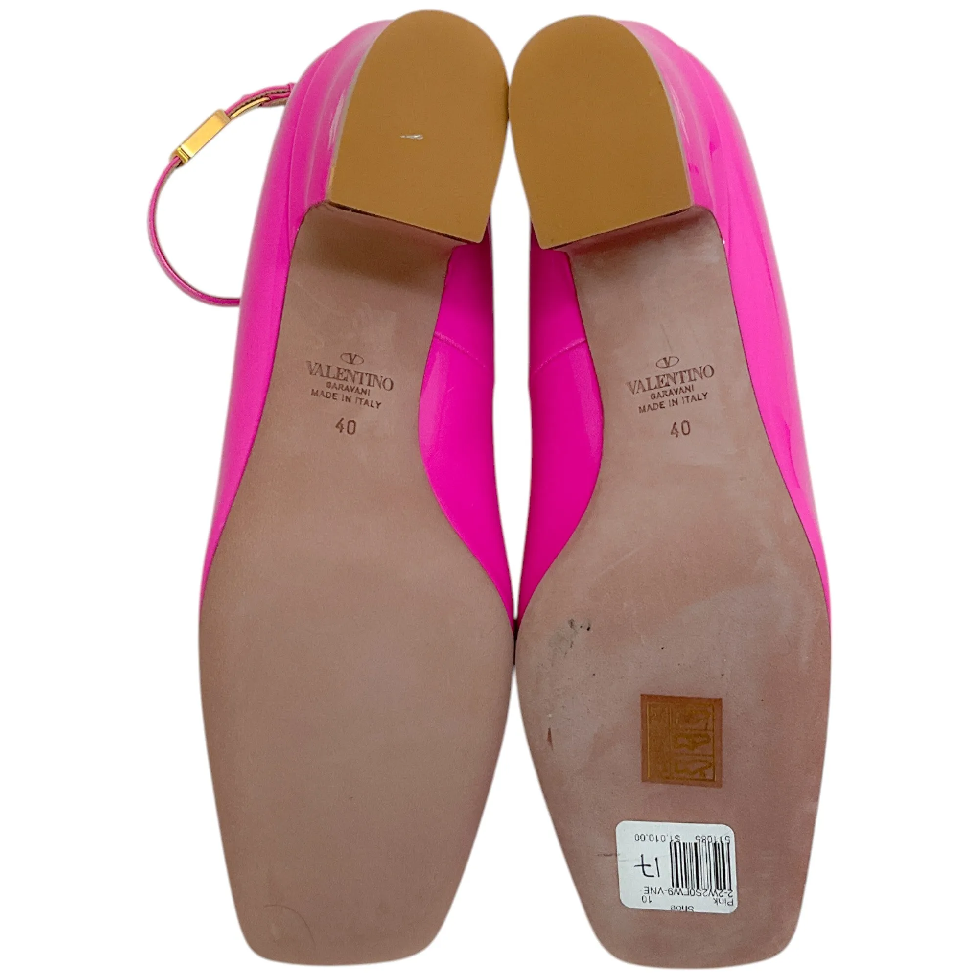 Valentino Pink Patent Leather Tan-Go Pumps with Ankle Strap