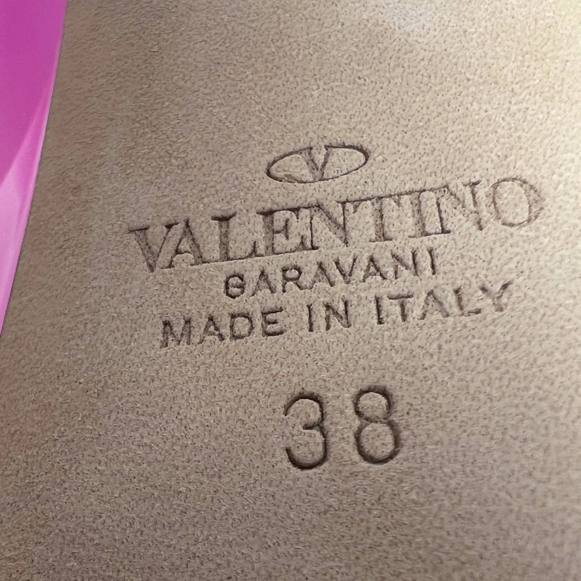 Valentino Tan-Go V Logo Pink Patent Leather Pointed Ankle Strap Platform Pumps Size EU 38