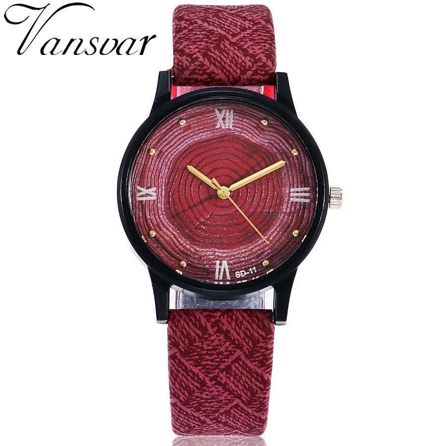 VANSVAR Womens Casual Wooden Wrist Watch