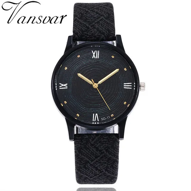 VANSVAR Womens Casual Wooden Wrist Watch
