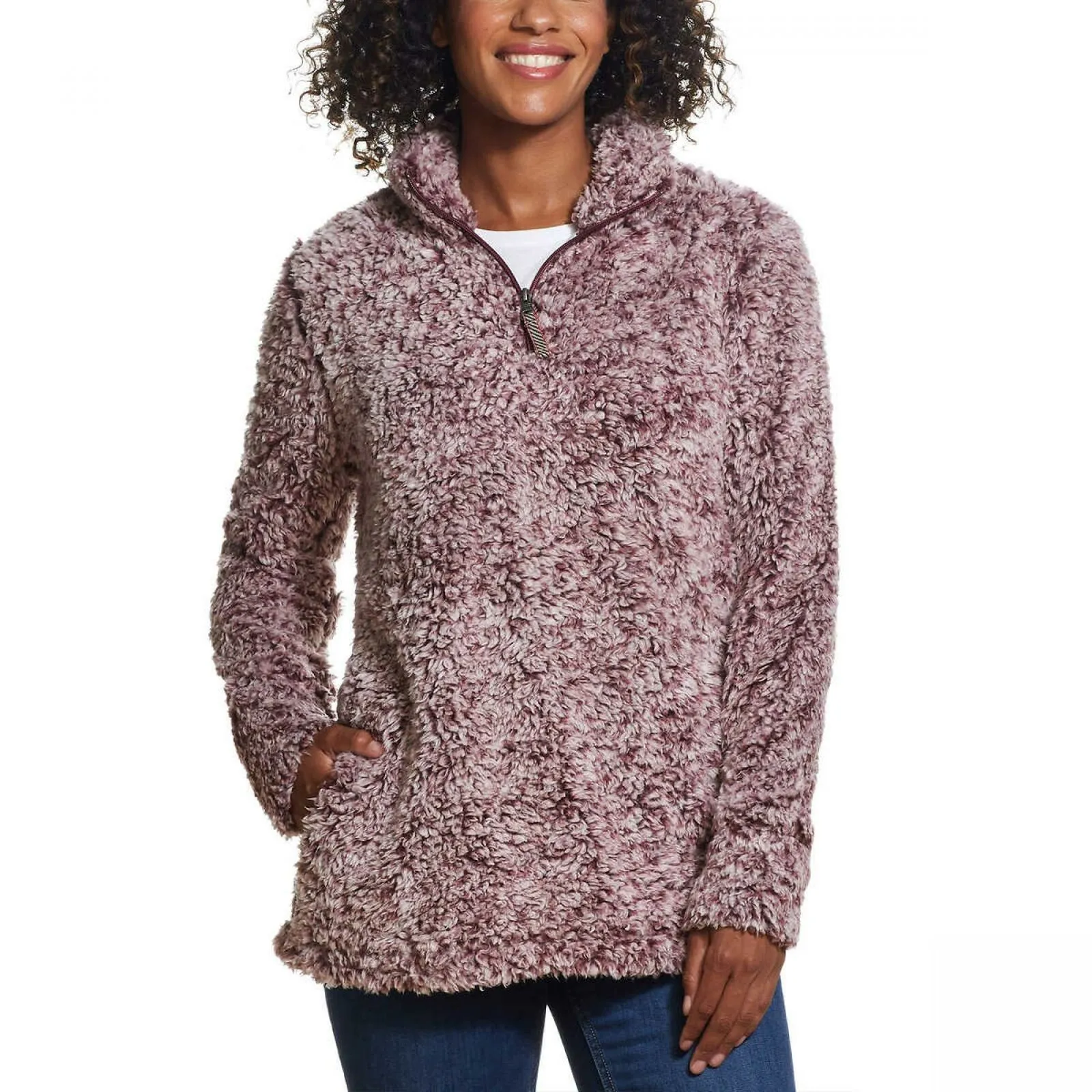 Weatherproof Vintage Women's 1/4 Zip Faux Fur Cozy Fleece Jacket