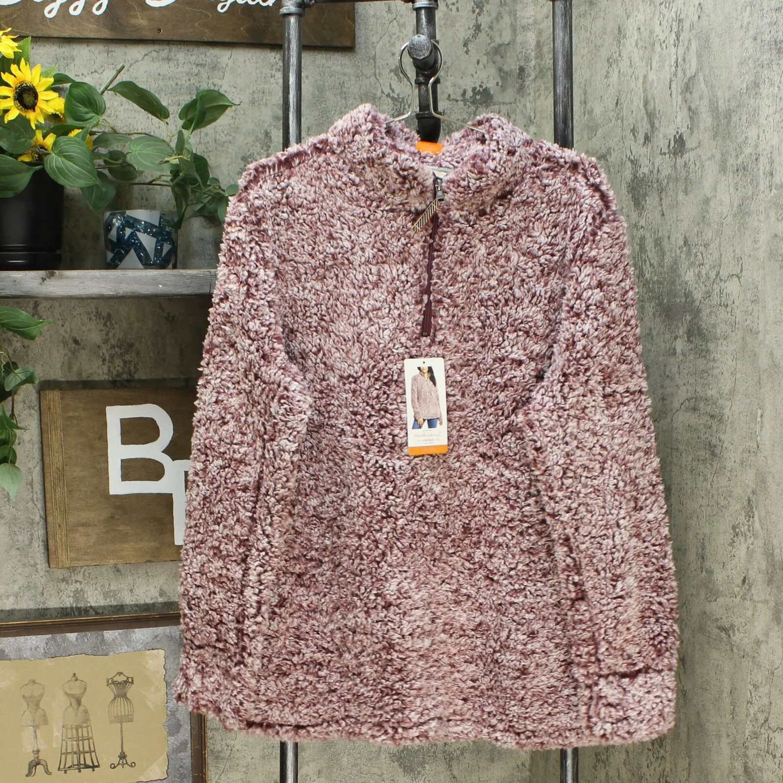 Weatherproof Vintage Women's 1/4 Zip Faux Fur Cozy Fleece Jacket