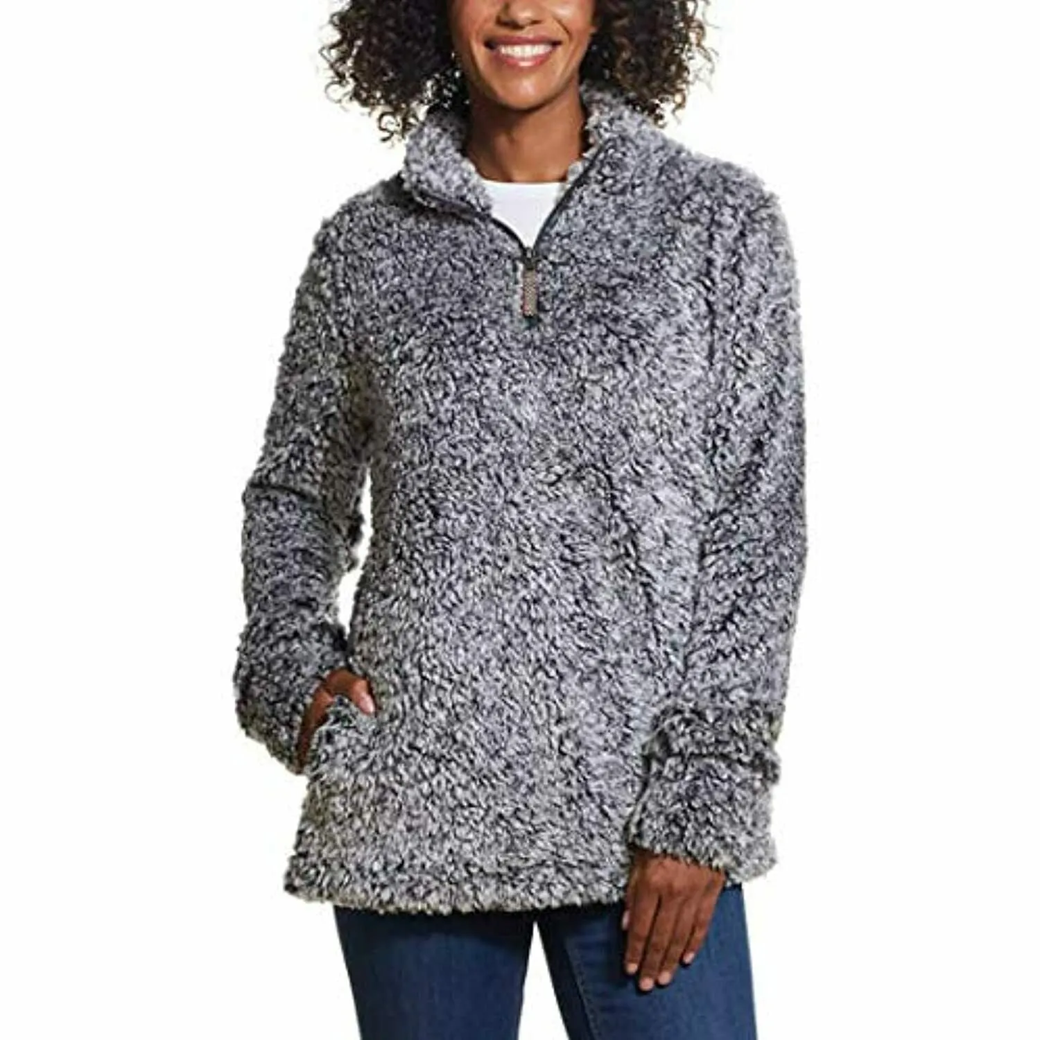 Weatherproof Vintage Women's 1/4 Zip Faux Fur Cozy Fleece Jacket