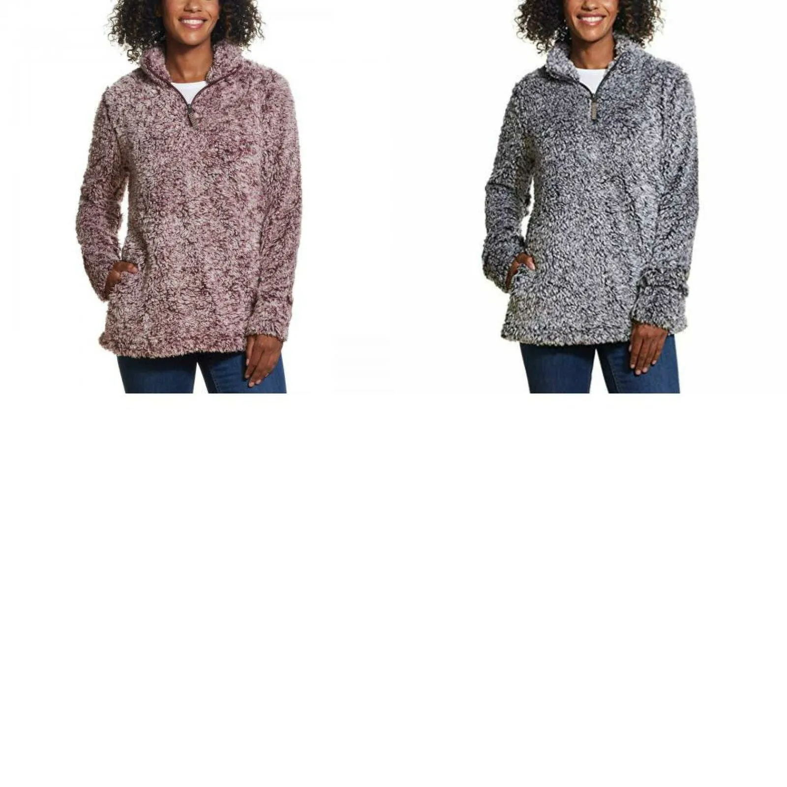Weatherproof Vintage Women's 1/4 Zip Faux Fur Cozy Fleece Jacket