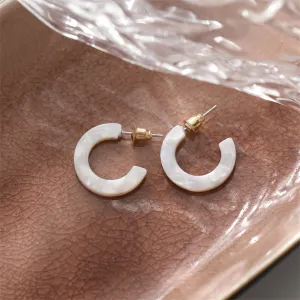 White Acrylic & 18K Gold-Plated Huggie Earrings