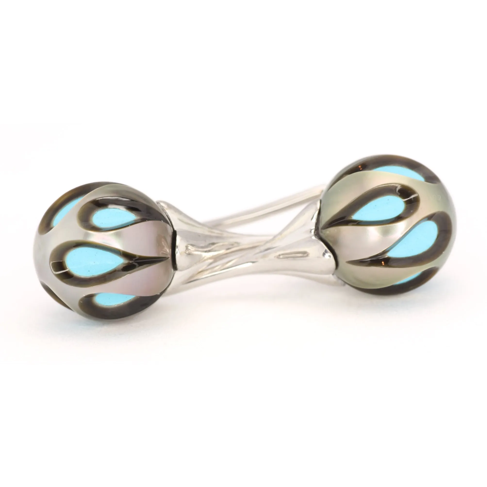 White Gold Galatea Pearl Earrings, Carved Tahitian Pearls over Turquoise