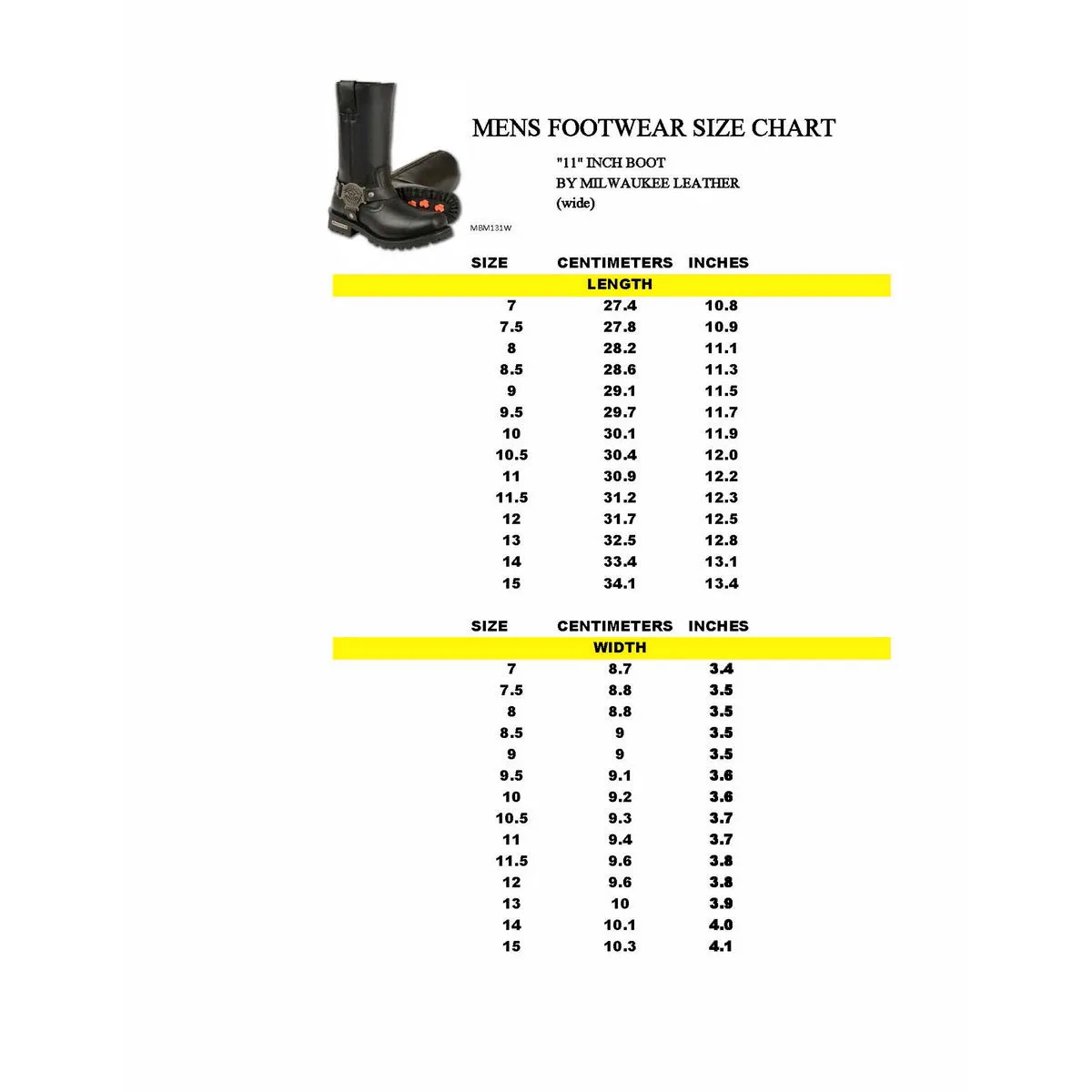 WIDE MBM131W Men's Black 'Wide-Width' 11-inch Classic Square Toe Harness Boots