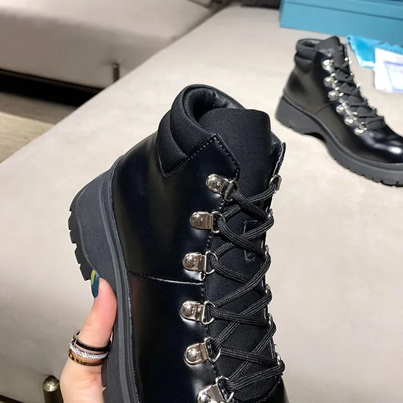 Women Casual Rivets Thick Heel Platform Ankle Boots
