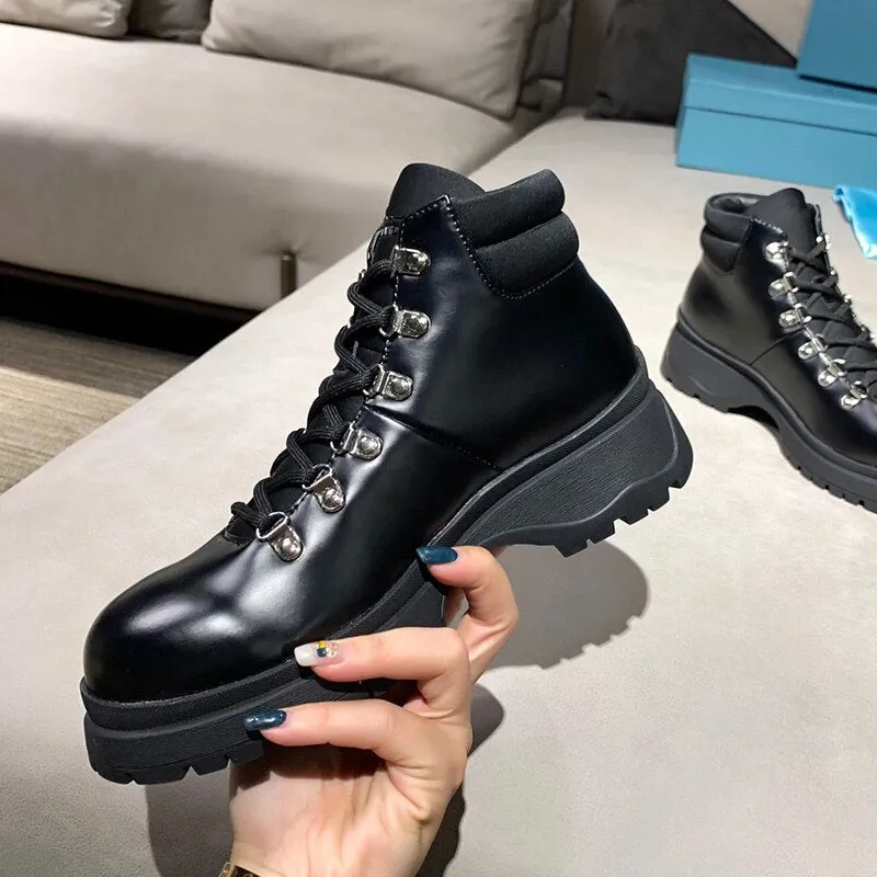 Women Casual Rivets Thick Heel Platform Ankle Boots