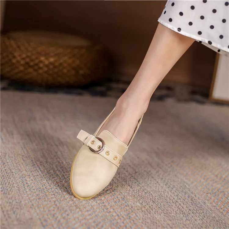 Women's Buckle Low Heel Chunky Pumps