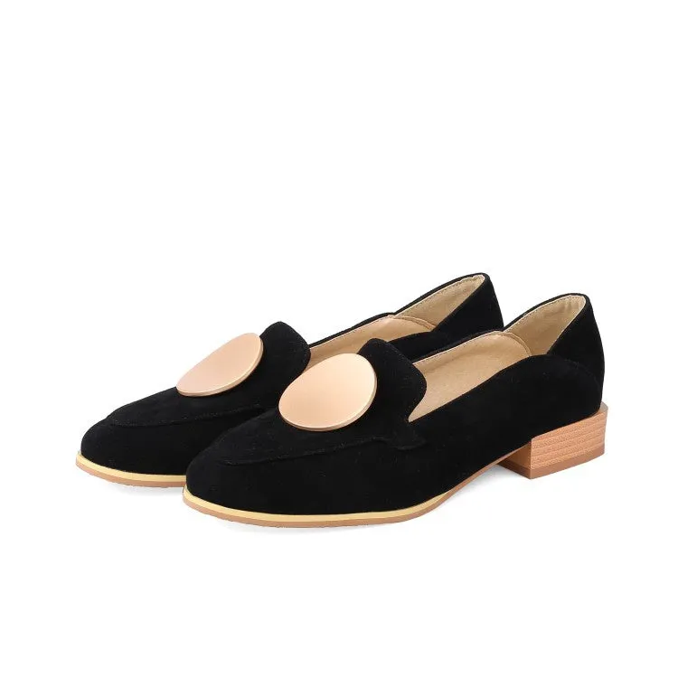 Women's Metal Low Heel Chunky Pumps