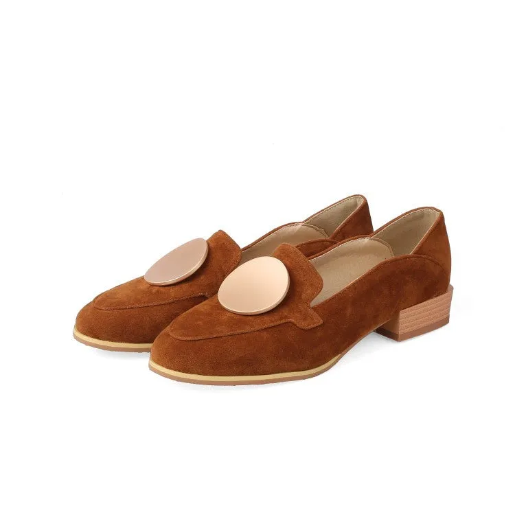 Women's Metal Low Heel Chunky Pumps