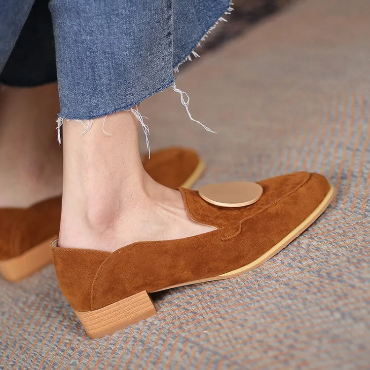 Women's Metal Low Heel Chunky Pumps