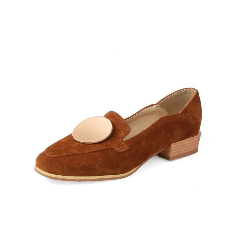 Women's Metal Low Heel Chunky Pumps