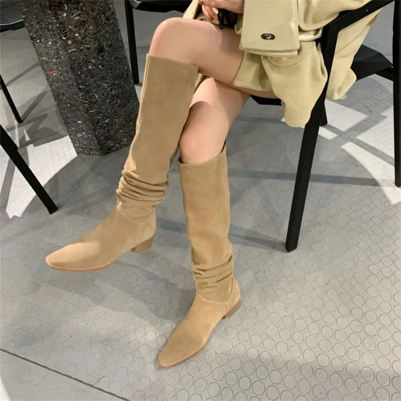 Women's Retro Boots Square Toe Thick High Heel Shoes