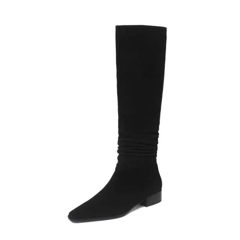 Women's Retro Boots Square Toe Thick High Heel Shoes