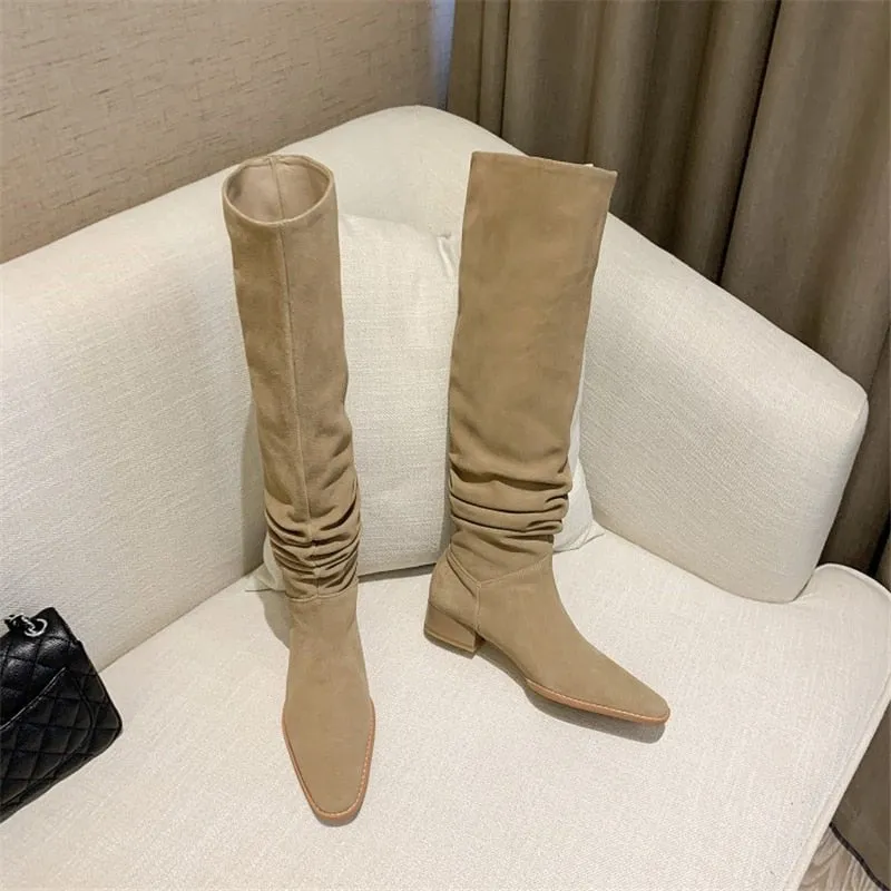 Women's Retro Boots Square Toe Thick High Heel Shoes