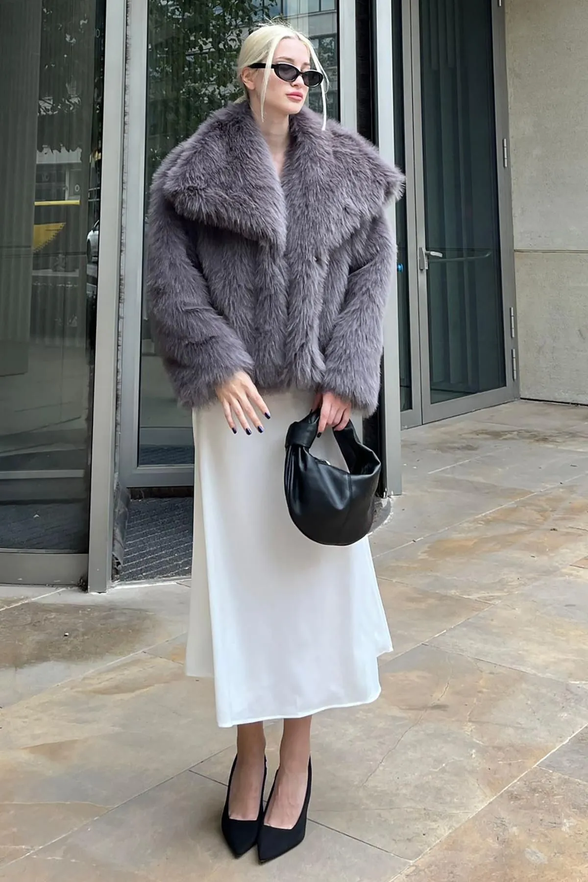 Women's Smoked Textured Faux Fur Coat