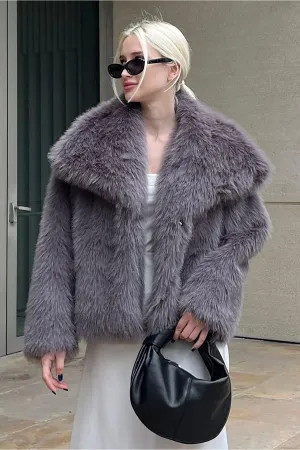 Women's Smoked Textured Faux Fur Coat