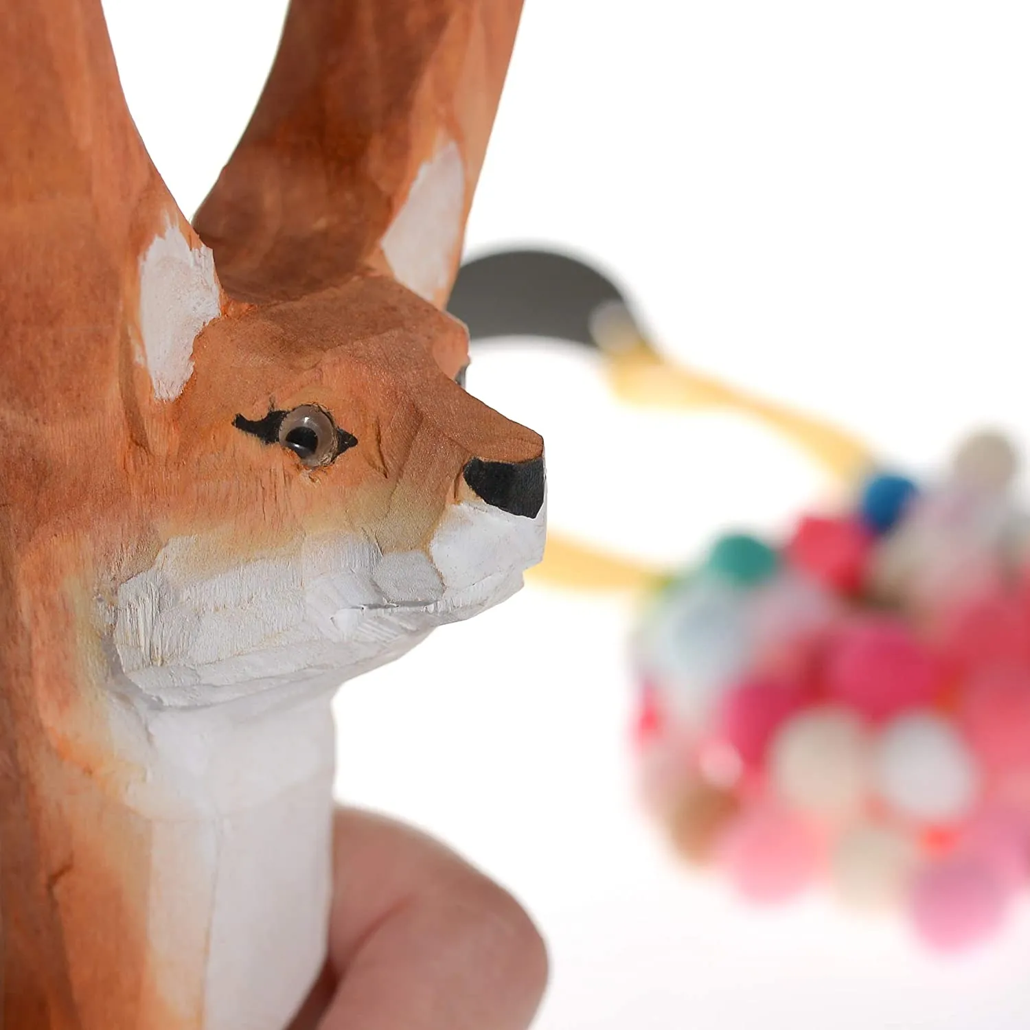 YHMY Children Animal Fox Slingshot Hand-Carved Wooden with Cotton Ammo for Catapult Game Outdoor Hunting Camping Shooting for Kids