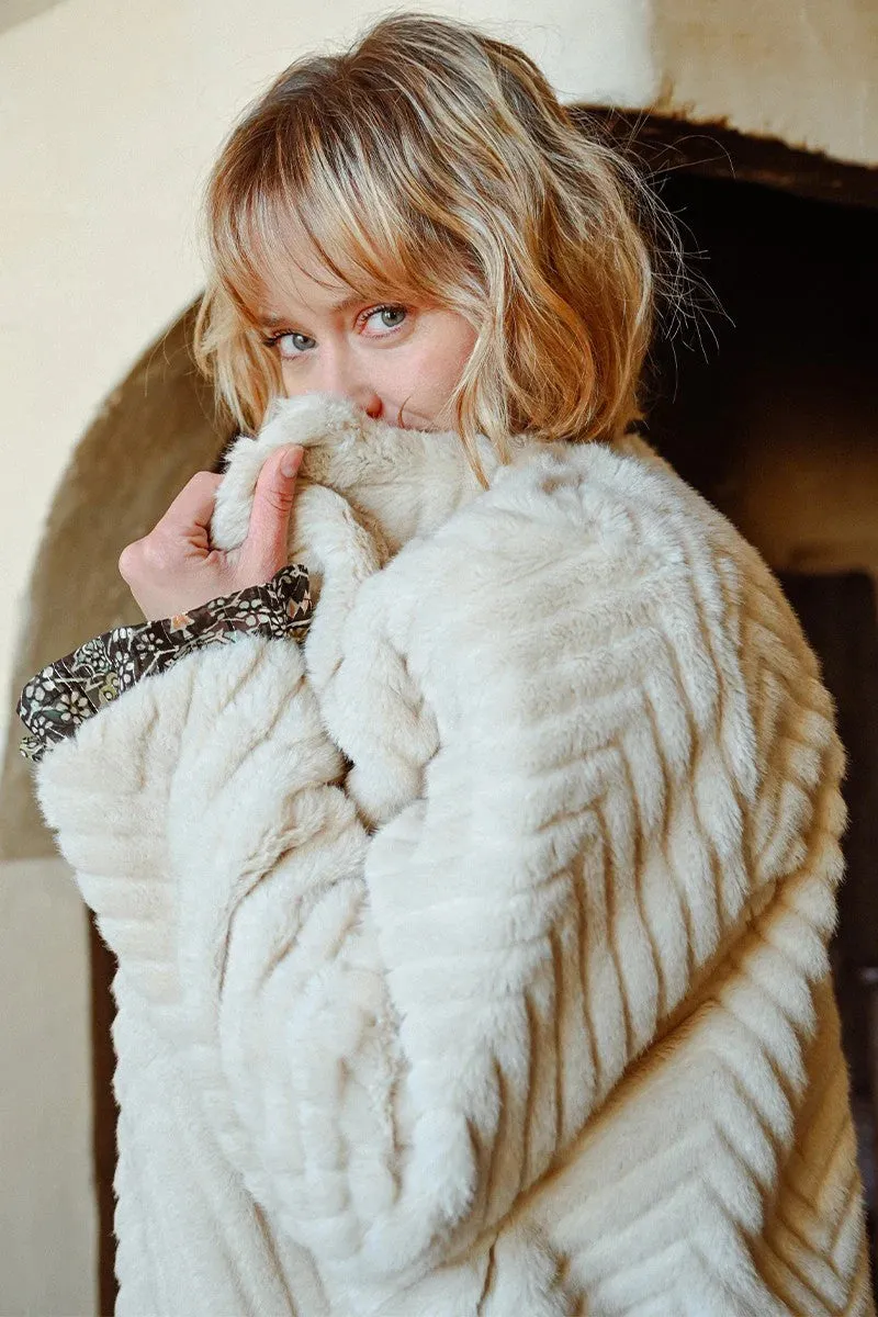 Zelda Zig Zag Faux Fur Coat