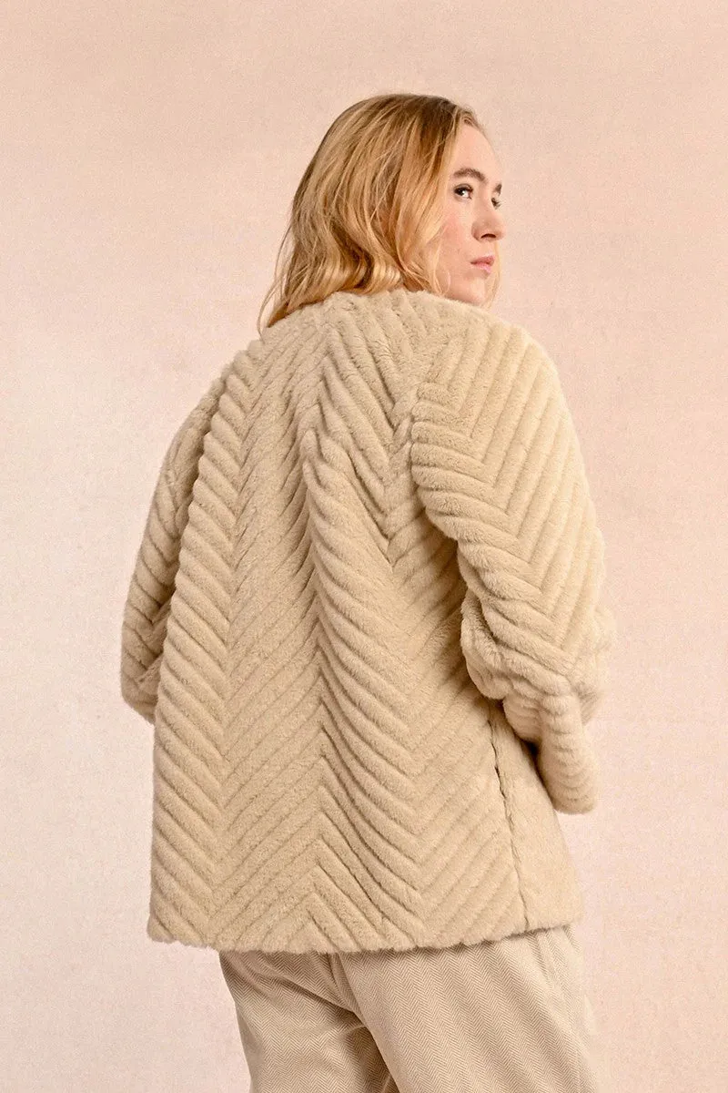 Zelda Zig Zag Faux Fur Coat